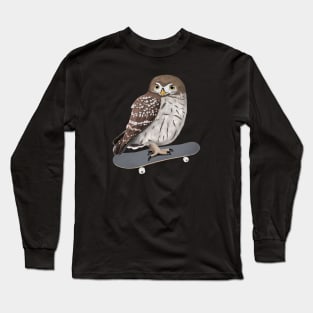 Little Owl Bird Skateboard Birdwatcher Animal Biologist Long Sleeve T-Shirt